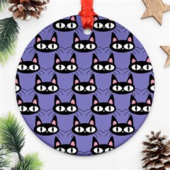 Cute Black Cat Pattern Ornament (round) by Valentinaart