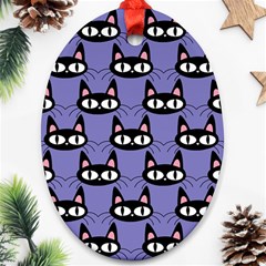 Cute Black Cat Pattern Ornament (oval)