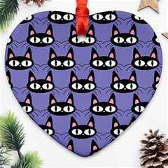 Cute Black Cat Pattern Ornament (heart)