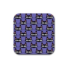 Cute Black Cat Pattern Rubber Coaster (square)  by Valentinaart