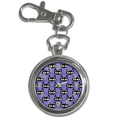 Cute Black Cat Pattern Key Chain Watches by Valentinaart