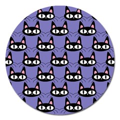 Cute Black Cat Pattern Magnet 5  (round) by Valentinaart