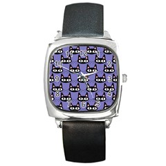 Cute Black Cat Pattern Square Metal Watch by Valentinaart