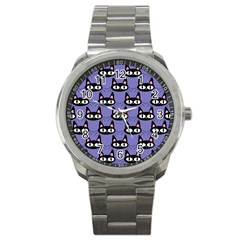 Cute Black Cat Pattern Sport Metal Watch by Valentinaart