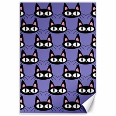 Cute Black Cat Pattern Canvas 12  X 18  by Valentinaart