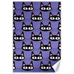 Cute Black Cat Pattern Canvas 24  X 36  by Valentinaart