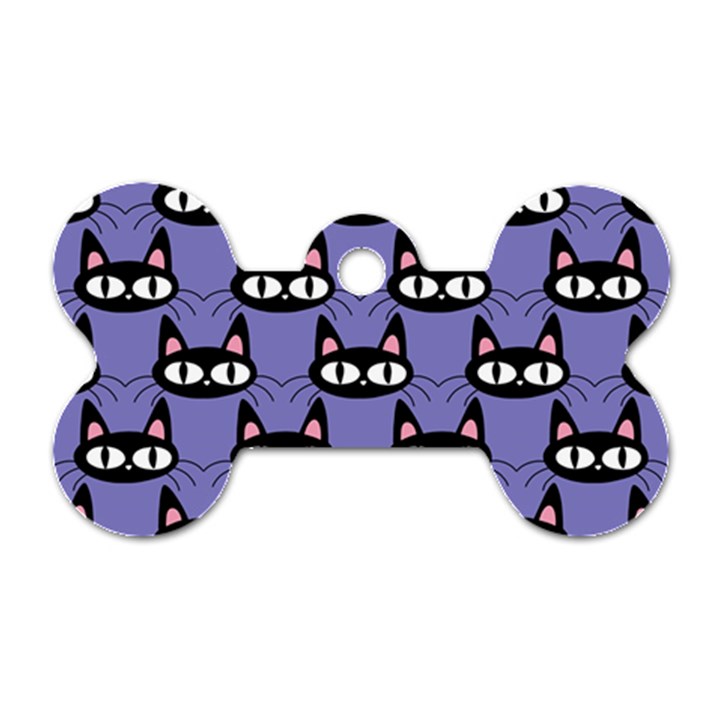 Cute Black Cat Pattern Dog Tag Bone (One Side)