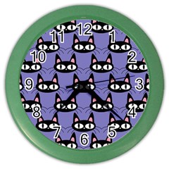 Cute Black Cat Pattern Color Wall Clock by Valentinaart