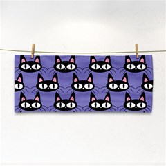 Cute Black Cat Pattern Hand Towel by Valentinaart