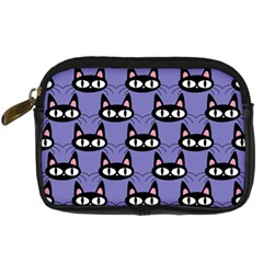 Cute Black Cat Pattern Digital Camera Leather Case by Valentinaart