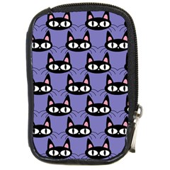 Cute Black Cat Pattern Compact Camera Leather Case by Valentinaart