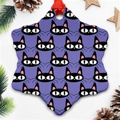 Cute Black Cat Pattern Snowflake Ornament (two Sides) by Valentinaart