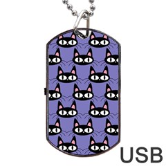 Cute Black Cat Pattern Dog Tag Usb Flash (two Sides) by Valentinaart