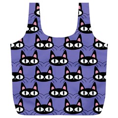 Cute Black Cat Pattern Full Print Recycle Bag (xl) by Valentinaart