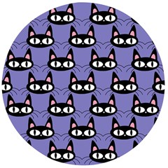 Cute Black Cat Pattern Wooden Bottle Opener (round) by Valentinaart