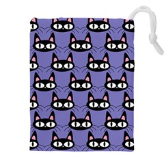 Cute Black Cat Pattern Drawstring Pouch (4xl) by Valentinaart