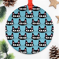 Cute Black Cat Pattern Ornament (round) by Valentinaart