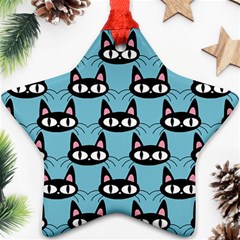 Cute Black Cat Pattern Ornament (star) by Valentinaart