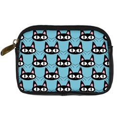 Cute Black Cat Pattern Digital Camera Leather Case by Valentinaart