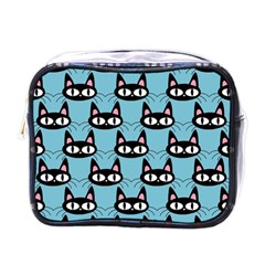 Cute Black Cat Pattern Mini Toiletries Bag (one Side) by Valentinaart