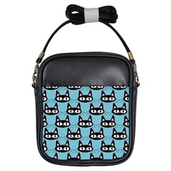 Cute Black Cat Pattern Girls Sling Bag by Valentinaart