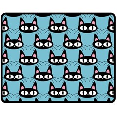 Cute Black Cat Pattern Fleece Blanket (medium)  by Valentinaart