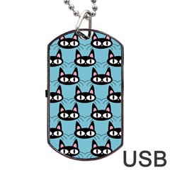 Cute Black Cat Pattern Dog Tag Usb Flash (two Sides) by Valentinaart