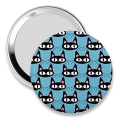 Cute Black Cat Pattern 3  Handbag Mirrors by Valentinaart