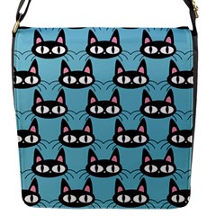 Cute Black Cat Pattern Flap Closure Messenger Bag (s) by Valentinaart