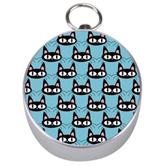 Cute Black Cat Pattern Silver Compasses by Valentinaart