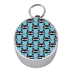 Cute Black Cat Pattern Mini Silver Compasses by Valentinaart