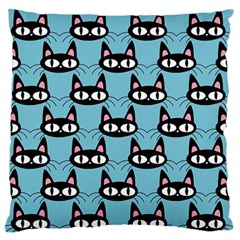 Cute Black Cat Pattern Large Flano Cushion Case (one Side) by Valentinaart