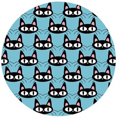 Cute Black Cat Pattern Wooden Bottle Opener (round) by Valentinaart