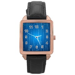 Abstract Rain Space Rose Gold Leather Watch 