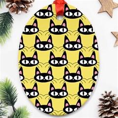 Cute Black Cat Pattern Ornament (oval)