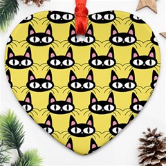 Cute Black Cat Pattern Ornament (heart)