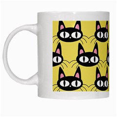 Cute Black Cat Pattern White Mugs by Valentinaart