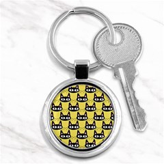 Cute Black Cat Pattern Key Chain (round) by Valentinaart