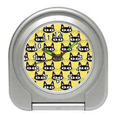 Cute Black Cat Pattern Travel Alarm Clock by Valentinaart