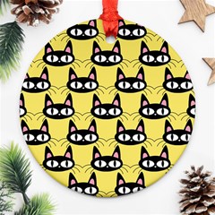 Cute Black Cat Pattern Round Ornament (two Sides)