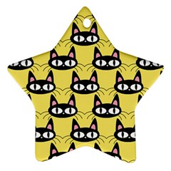 Cute Black Cat Pattern Star Ornament (two Sides)