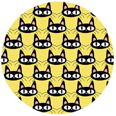 Cute Black Cat Pattern Wooden Bottle Opener (round) by Valentinaart