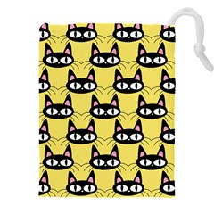 Cute Black Cat Pattern Drawstring Pouch (4xl) by Valentinaart