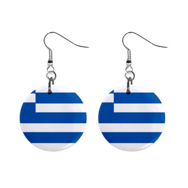 Greece Flag Greek Flag Mini Button Earrings