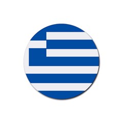 Greece Flag Greek Flag Rubber Coaster (round)  by FlagGallery