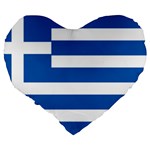 Greece Flag Greek Flag Large 19  Premium Flano Heart Shape Cushions Back