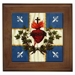 Quebec Flag Drapeau Québec Patriote Carillon Sacré-coeur Christian Catholic Old Vintage With Fleurs De Lys Framed Tile by Quebec