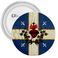 Quebec Flag Drapeau Québec Patriote Carillon Sacré-coeur Christian Catholic Old Vintage With Fleurs De Lys 3  Button by Quebec