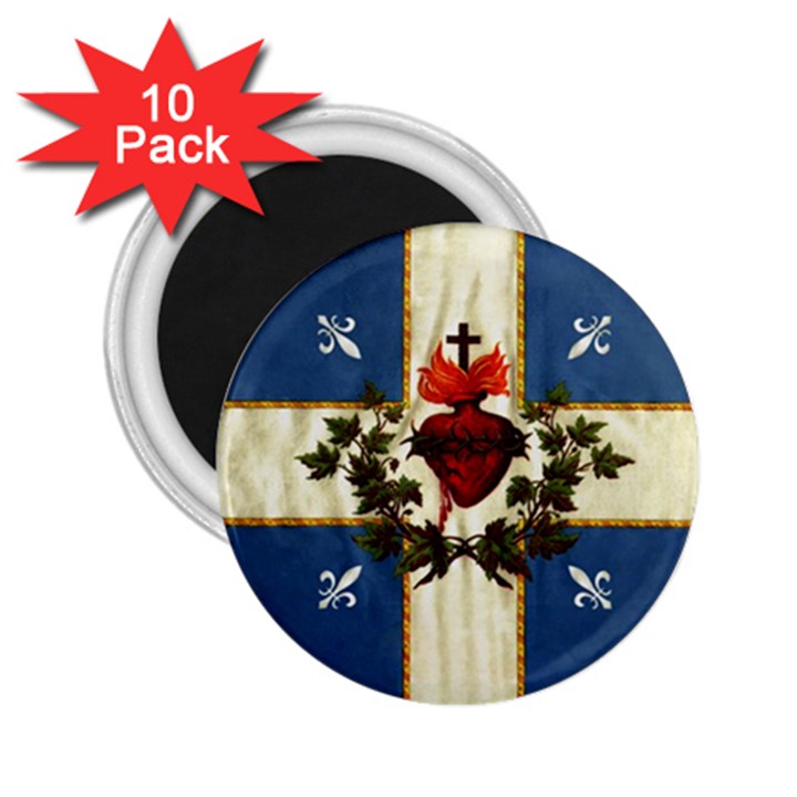 Quebec flag drapeau Québec Patriote Carillon Sacré-Coeur Christian Catholic old vintage with fleurs de lys 2.25  Magnet (10 pack)