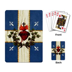 Quebec Flag Drapeau Québec Patriote Carillon Sacré-coeur Christian Catholic Old Vintage With Fleurs De Lys Playing Cards Single Design (rectangle) by Quebec